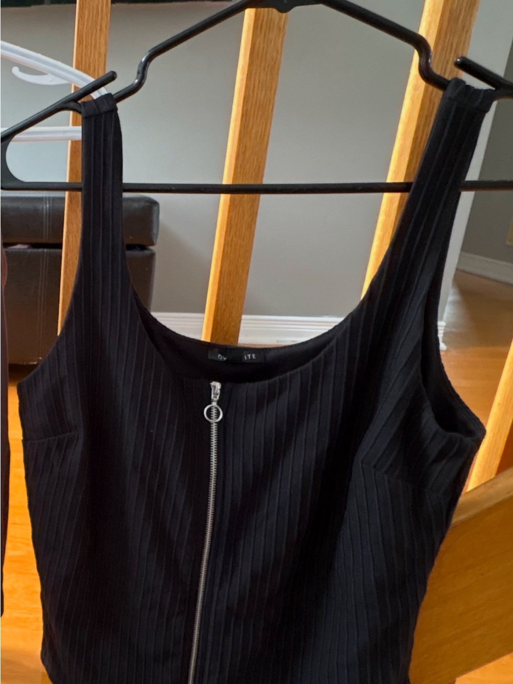 Dynamite Black Ribbed Zip-Front Mini Dress